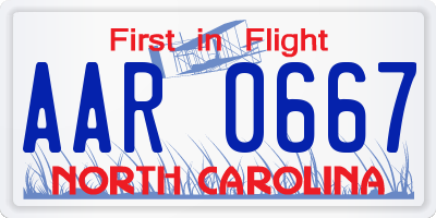 NC license plate AAR0667