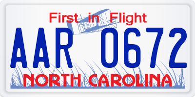NC license plate AAR0672