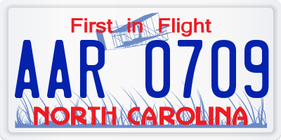 NC license plate AAR0709