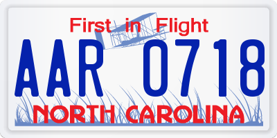 NC license plate AAR0718