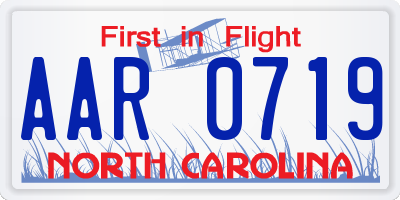 NC license plate AAR0719
