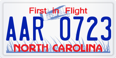 NC license plate AAR0723