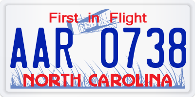 NC license plate AAR0738