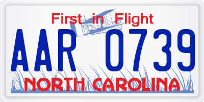 NC license plate AAR0739