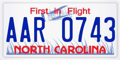 NC license plate AAR0743