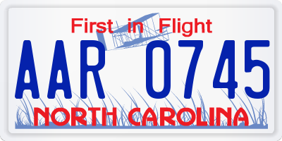 NC license plate AAR0745