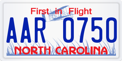 NC license plate AAR0750