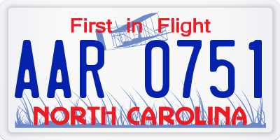 NC license plate AAR0751
