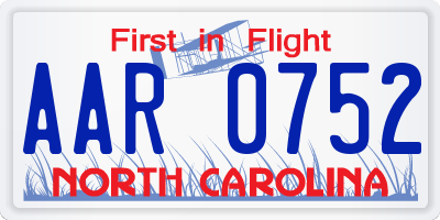 NC license plate AAR0752