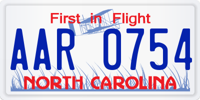 NC license plate AAR0754