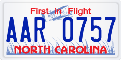 NC license plate AAR0757