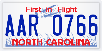 NC license plate AAR0766