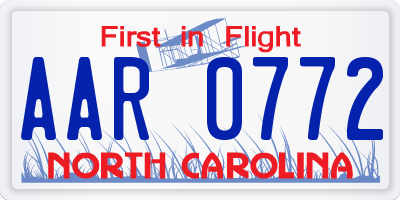 NC license plate AAR0772