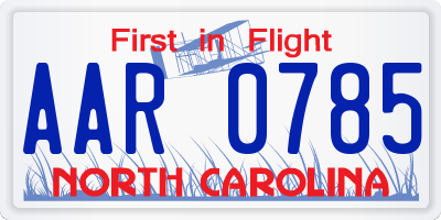 NC license plate AAR0785