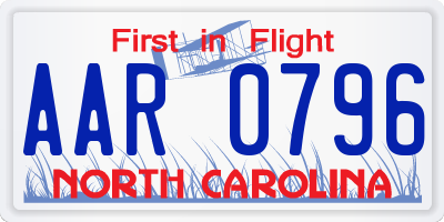 NC license plate AAR0796