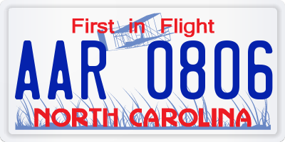 NC license plate AAR0806