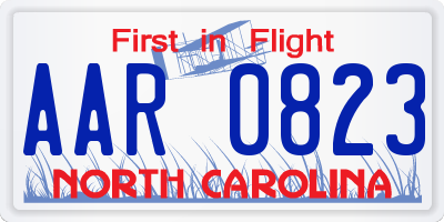 NC license plate AAR0823