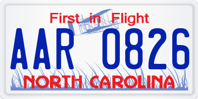 NC license plate AAR0826