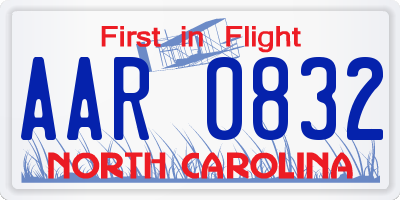 NC license plate AAR0832