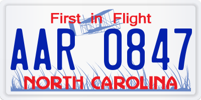 NC license plate AAR0847