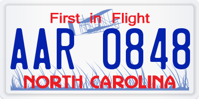 NC license plate AAR0848