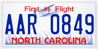 NC license plate AAR0849