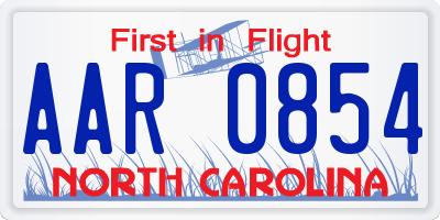 NC license plate AAR0854