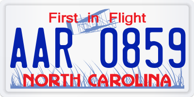 NC license plate AAR0859
