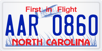 NC license plate AAR0860