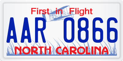 NC license plate AAR0866