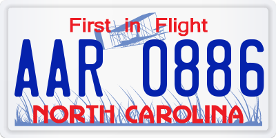 NC license plate AAR0886