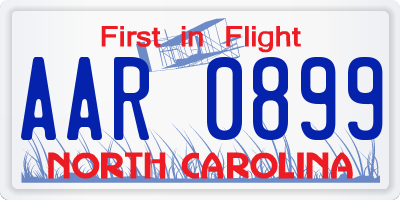 NC license plate AAR0899