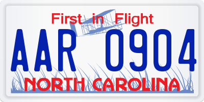 NC license plate AAR0904