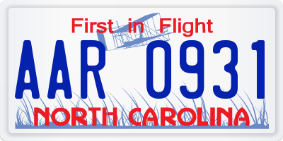 NC license plate AAR0931