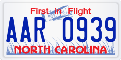 NC license plate AAR0939