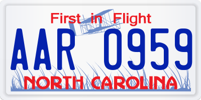 NC license plate AAR0959