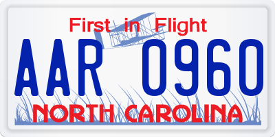 NC license plate AAR0960