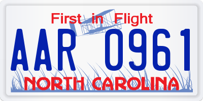 NC license plate AAR0961