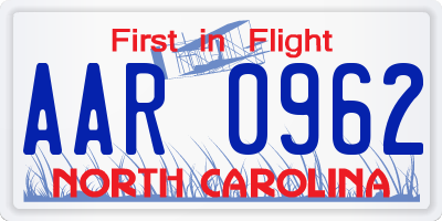 NC license plate AAR0962