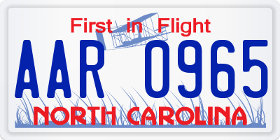 NC license plate AAR0965