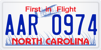 NC license plate AAR0974