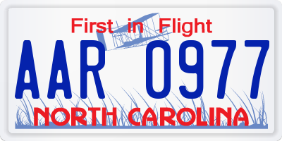 NC license plate AAR0977