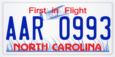 NC license plate AAR0993