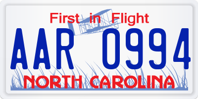 NC license plate AAR0994