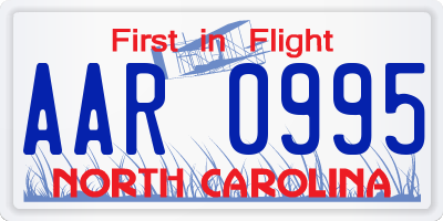 NC license plate AAR0995