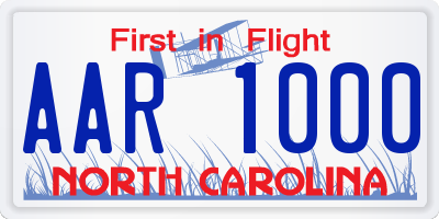 NC license plate AAR1000
