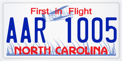NC license plate AAR1005