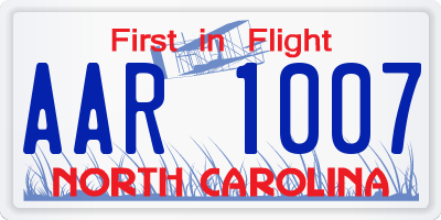 NC license plate AAR1007