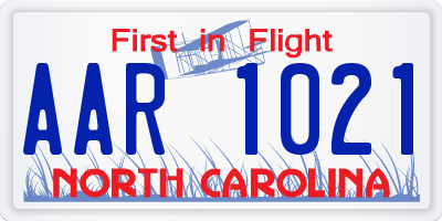 NC license plate AAR1021