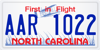 NC license plate AAR1022